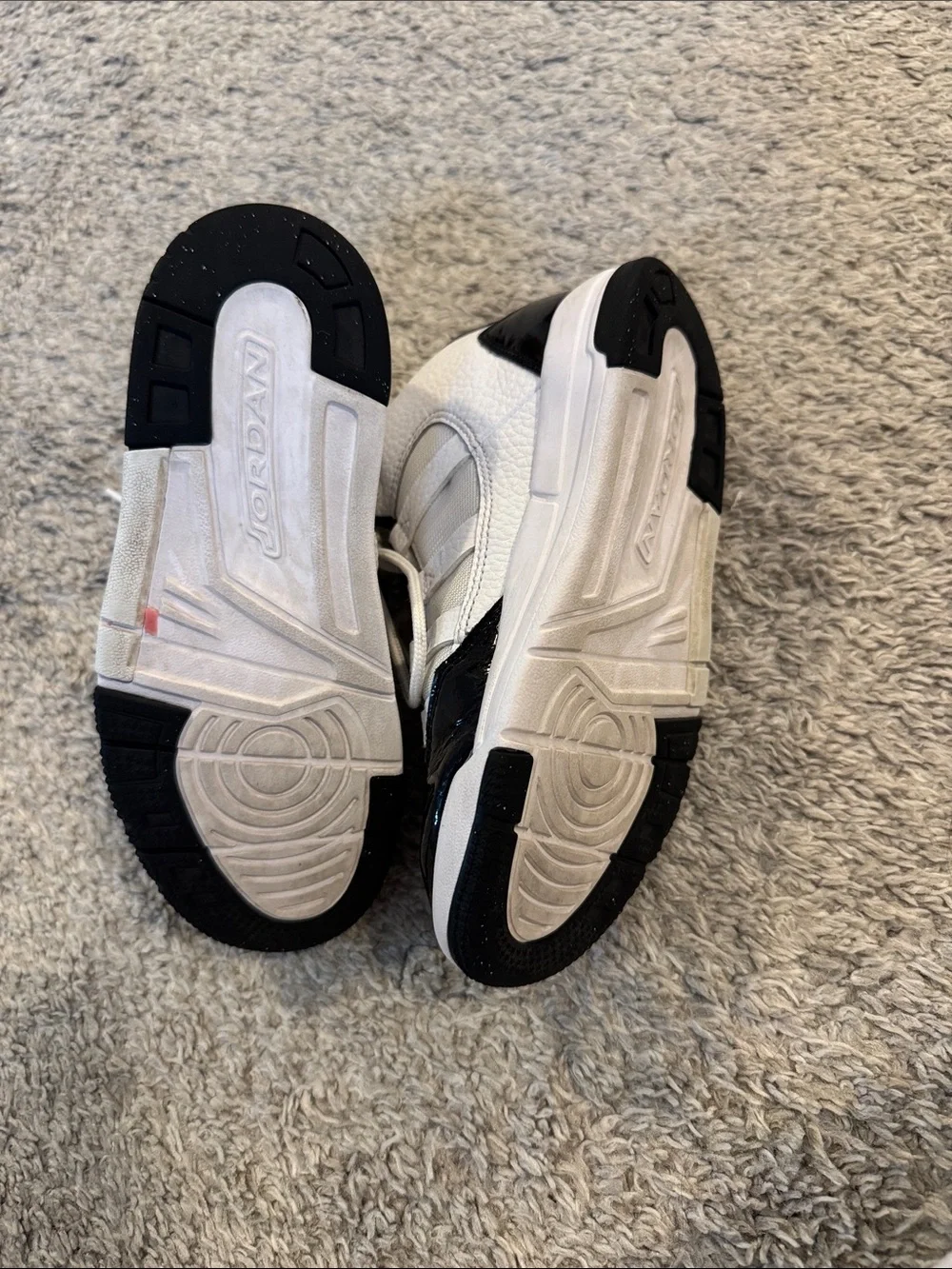 Jordan Kids White and Black Sneakers with Purple Jumpman size 12C